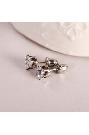 Clear AZircon Silver Stud Earrings