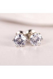 Clear AZircon Silver Stud Earrings