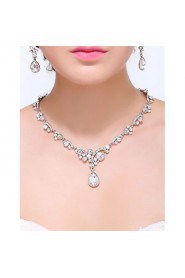 Women's Silver Rhinestone Cubic Zirconia Alloy Jewelry Set