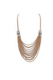 Fashion Vintage Multilayer Gold Tassel Long Chain Necklace Simple Design