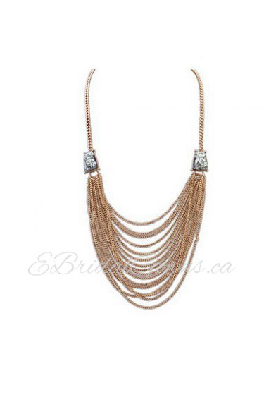 Fashion Vintage Multilayer Gold Tassel Long Chain Necklace Simple Design