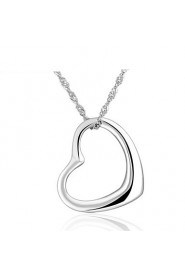 925 Silver Jewelry Shinning Simple Heart Pendant Necklace Women Lovers Couples Friends Favourite Gift