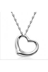 925 Silver Jewelry Shinning Simple Heart Pendant Necklace Women Lovers Couples Friends Favourite Gift