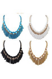 Fashion Punk Style Jewelry Statement Long Tassel 4 Color Alloy Pendant Necklace For Lady Women