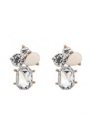 Simple Stitching Ladies Fashion Crystal Earrings