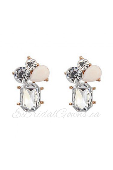 Simple Stitching Ladies Fashion Crystal Earrings