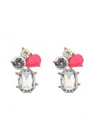 Simple Stitching Ladies Fashion Crystal Earrings