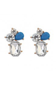 Simple Stitching Ladies Fashion Crystal Earrings