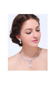 Women's Silver Alloy Crystal Rhinestone Cubic Zirconia Jewelry Set