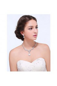 Women's Silver Alloy Crystal Rhinestone Cubic Zirconia Jewelry Set