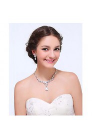 Women's Silver Alloy Crystal Rhinestone Cubic Zirconia Jewelry Set