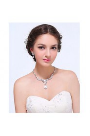 Women's Silver Alloy Crystal Rhinestone Cubic Zirconia Jewelry Set