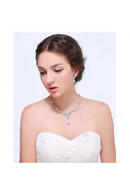 Women's Silver Alloy Crystal Rhinestone Cubic Zirconia Jewelry Set