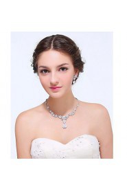 Women's Silver Alloy Crystal Rhinestone Cubic Zirconia Jewelry Set