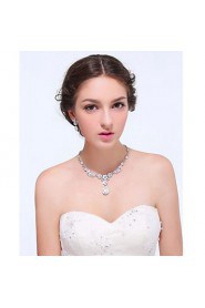 Women's Silver Alloy Crystal Rhinestone Cubic Zirconia Jewelry Set