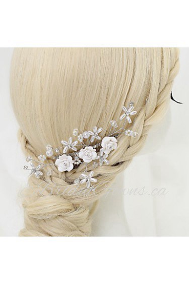 Women's / Flower Girl's Rhinestone / Crystal / Alloy / Imitation Pearl Headpiece-Wedding / Special Occasion Hair Combs 1 Piece White Round