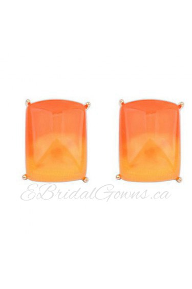 Trendy New Gradient Color Fashion Earrings Square Stud Earrings For Women Lady Weeding Party Jewelry