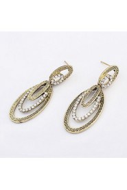 Summer Fine and Fashion Jewelry Charming Statement Big Oval And Small Round Rhinestone Drop Earrings For Women