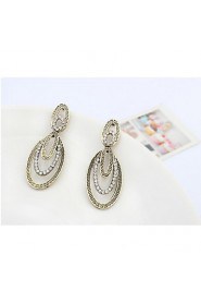 Summer Fine and Fashion Jewelry Charming Statement Big Oval And Small Round Rhinestone Drop Earrings For Women