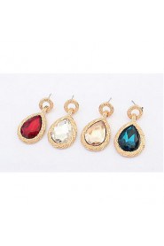 4 Colors White Blue Red Gold Water Shaped Romantic Rhinestone Lady Women Drop Earrings Wonderful Jewelry