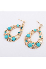 TOP Fashion Shinning Rhinestone And Simulated Pearl Water Shaped Drop Earrings For Women Accessories