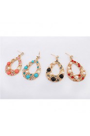 TOP Fashion Shinning Rhinestone And Simulated Pearl Water Shaped Drop Earrings For Women Accessories