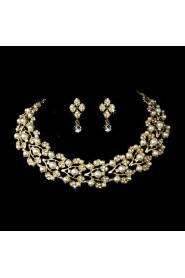 Women's Gold Alloy Wedding/Party Jewelry Set With Rhinestone White Pearls Rhinestones/Crystal/Diamond For Bridal