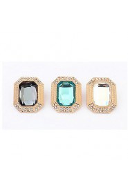 Europe And America Court Temperament Square Gemstone Ally Stud Earrings