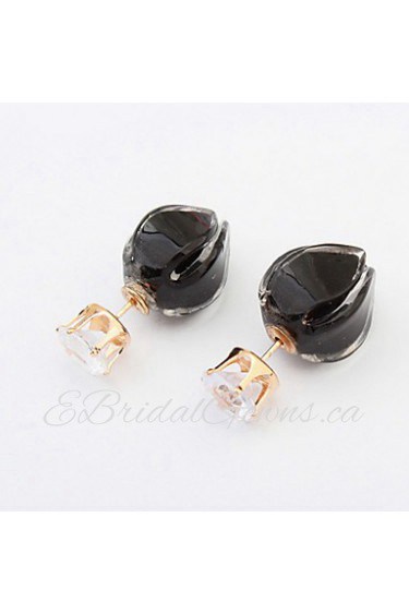 Mix Colors Flower Pierced Stud Earrings for Lovely Women Korean Fashion