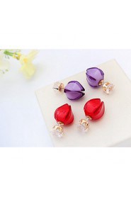 Mix Colors Flower Pierced Stud Earrings for Lovely Women Korean Fashion