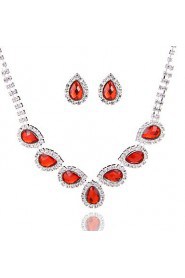 Simple Ladies'/Women's Alloy Wedding/Party Jewelry Set With Rhinestone Red