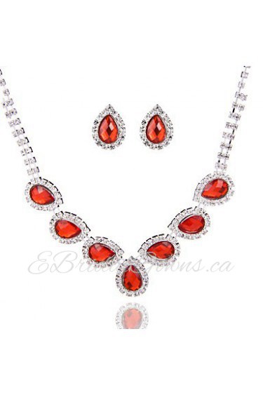 Simple Ladies'/Women's Alloy Wedding/Party Jewelry Set With Rhinestone Red