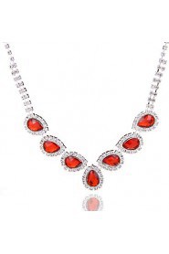 Simple Ladies'/Women's Alloy Wedding/Party Jewelry Set With Rhinestone Red