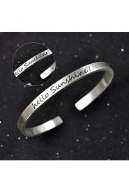 Men's / Unisex / Women's / Couples' Cuff / Personalized / Round Bangles Bracelet Silver / Sterling Silver Non Stone