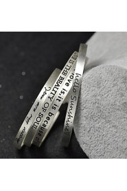 Men's / Unisex / Women's / Couples' Cuff / Personalized / Round Bangles Bracelet Silver / Sterling Silver Non Stone