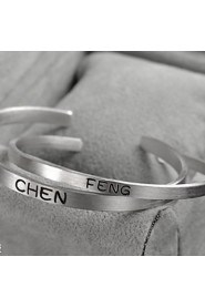 Men's / Unisex / Women's / Couples' Cuff / Personalized / Round Bangles Bracelet Silver / Sterling Silver Non Stone