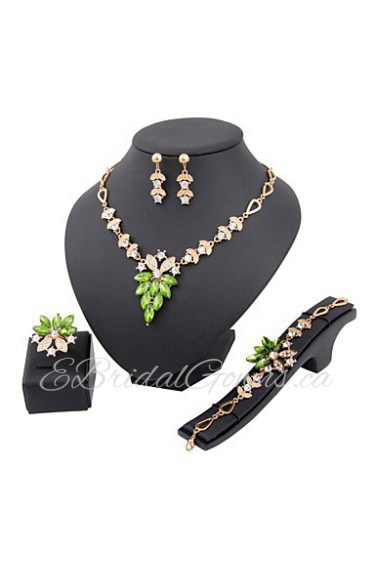 Gold-plated Fashion romantic heart line(Including Necklace, Earring, Bracelet, Ring) Jewelry Sets