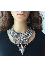 Ethnic jewelry Long Tassel Caving Beads Coin Statement Necklace Antique Silver and Gold Color Gift for Girl