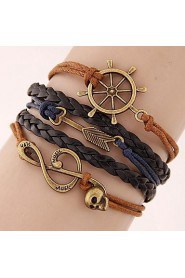 Women's Fashion European Style Retro Note Anchor Arrow Multilayer Bracelet