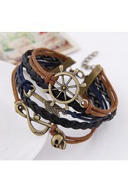 Women's Fashion European Style Retro Note Anchor Arrow Multilayer Bracelet