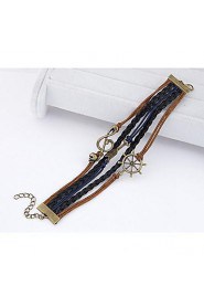 Women's Fashion European Style Retro Note Anchor Arrow Multilayer Bracelet