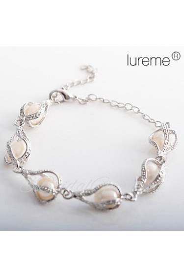 Women's Round Bangles Bracelet Alloy Imitation Pearl