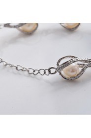 Women's Round Bangles Bracelet Alloy Imitation Pearl