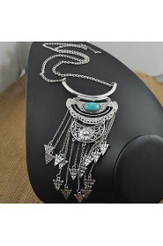 New Ethnic Jewelry Pendant Long Necklace with Turquoise