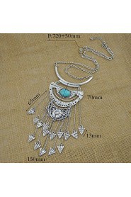 New Ethnic Jewelry Pendant Long Necklace with Turquoise