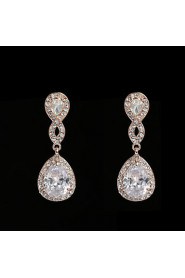 Vintage Women's Earrings Crystal Zircon Diamond Silver Earring For Wedding Bridal