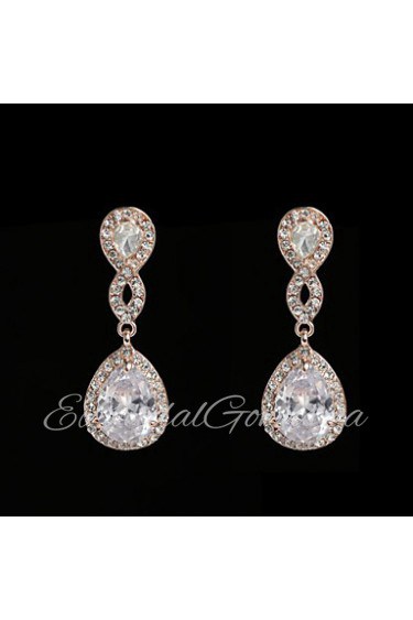 Vintage Women's Earrings Crystal Zircon Diamond Silver Earring For Wedding Bridal