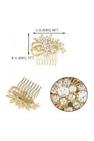 Golden /Silver Rhinestone Flower Hair Comb for Wedding Party Hair Jewelry