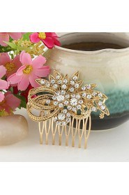 Golden /Silver Rhinestone Flower Hair Comb for Wedding Party Hair Jewelry