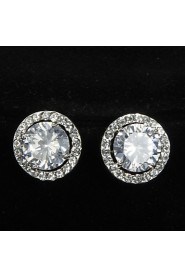 Stud Earrings Women's Platinum Earring Cubic Zirconia